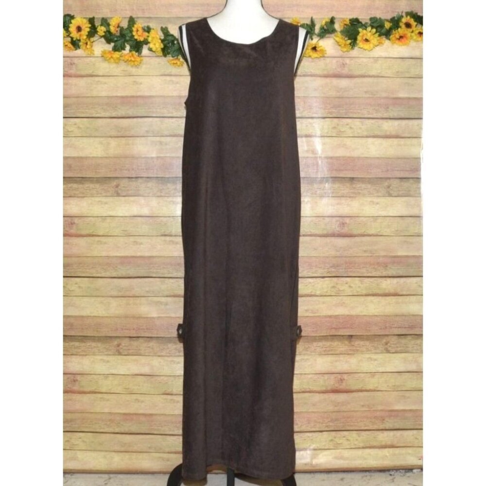 Sunbelt Women's Maxi Dress Size S Brown Faux Suede Y2K Vintage Lagenlook Slits